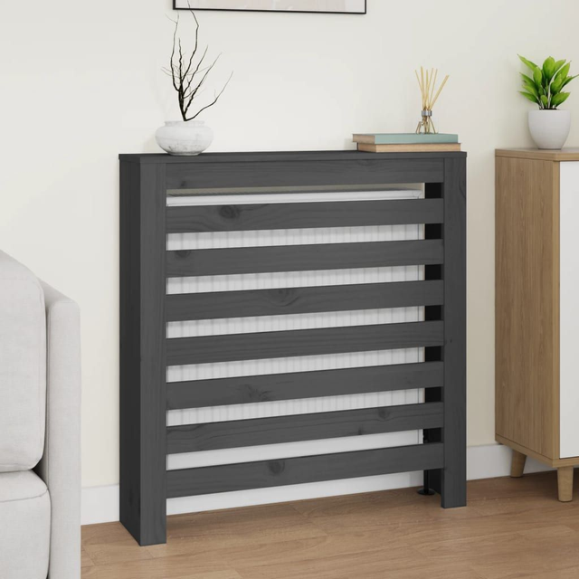 Cache-radiateur Gris 79,5x19x84 cm Bois massif de pin