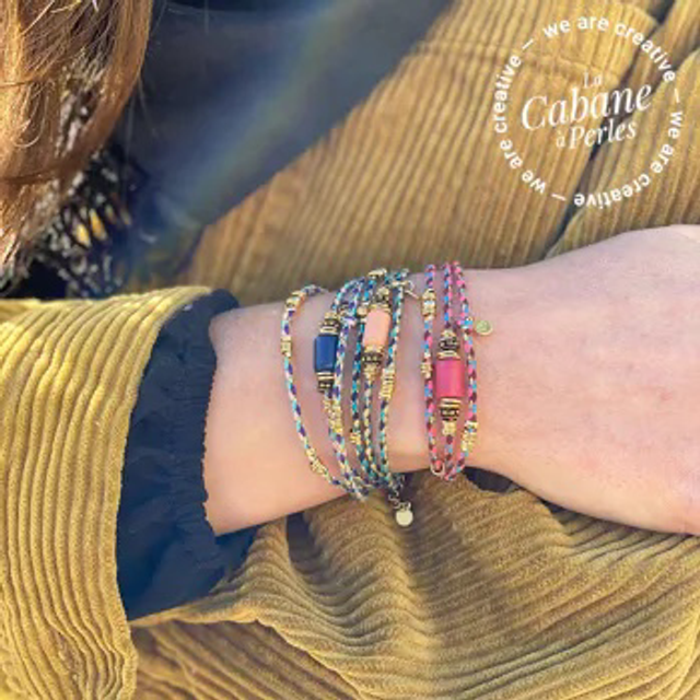 Kit bracelet 3 tours bleu ou rose  Casablanca 