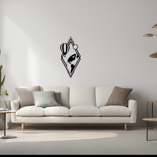 Cadre terre/montgolfière (74x39cm) 