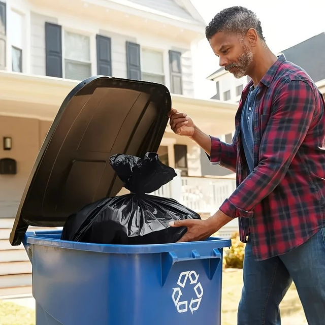 Heavy-Duty Black Trash Bags 60pcs 