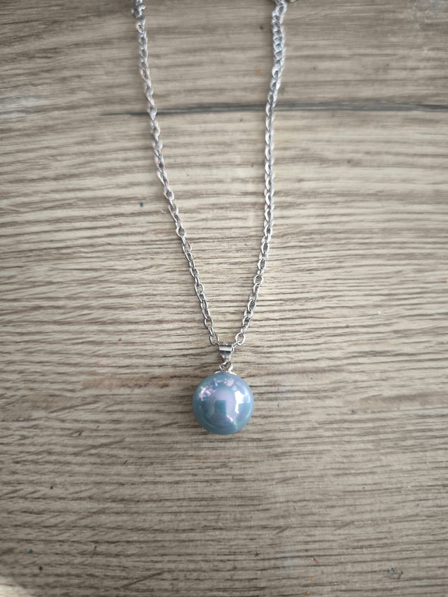 Collier Perle de Majorque Turquoise – Bijou Femme en Acier Inoxydable et Argent