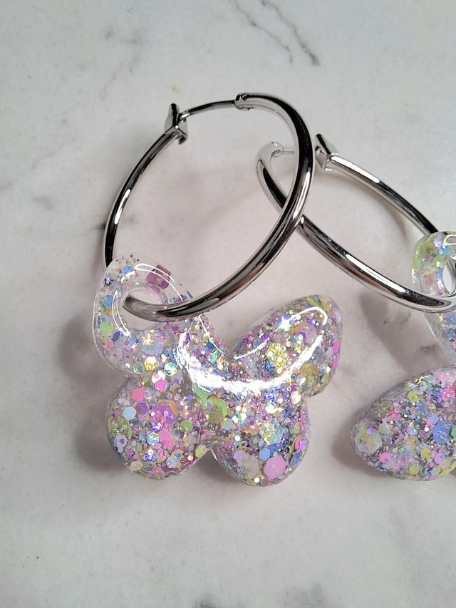 Glitter butterfly hoops