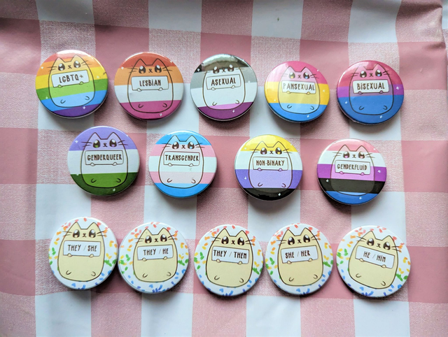 Pride Pin Badges - pride pin pride flag pin pride flag pride badge lgbtq art lgbtq pin lgbtq gift pronoun badge pronoun pin queer pin