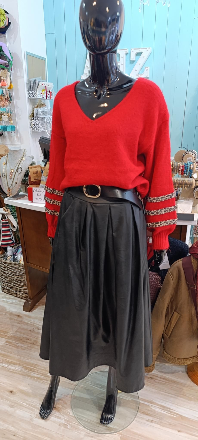 Falda polipiel bolsillos