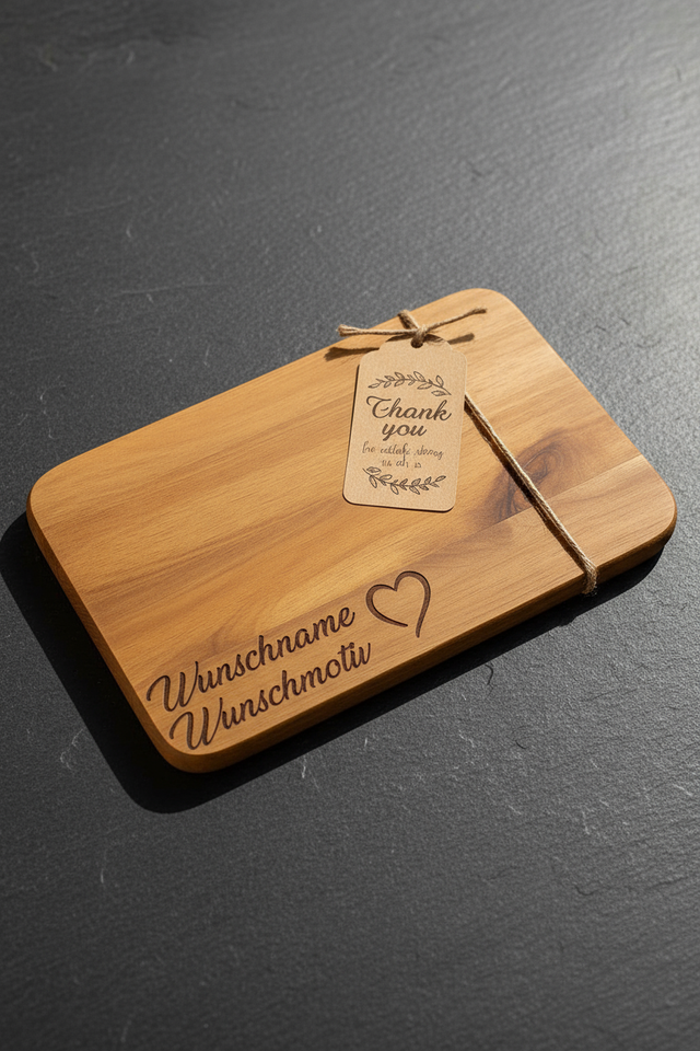 Personalisiertes Brettchen 23 x 15 x 1 cm Naturprodukt aus Akazie