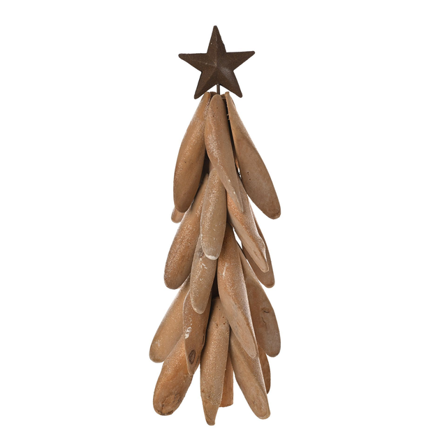 Rustic Wooden Christmas Tree with Star – Nordic Christmas Decoration 30cm