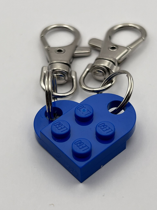 Lego Heart Keyring - Dark Blue.