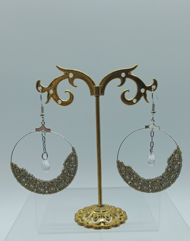 boucles d'oreilles créoles pendant cristal 