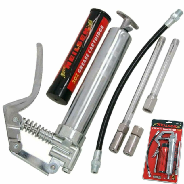 120cc PISTOL GRIP GREASE GUN SET WITH + 3oz-85g GREASE CARTRIDGES MANUAL Vehicle