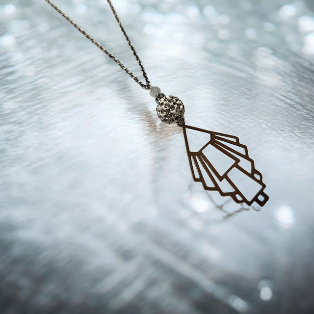 Collier acier inoxydable et cristal argenté