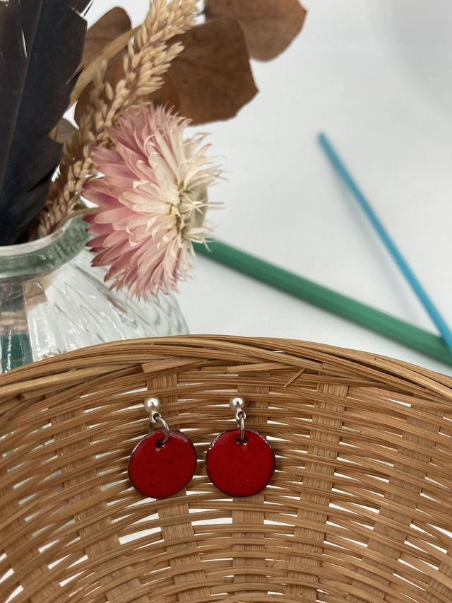 Boucles d’oreilles Petites rondes rouge vif