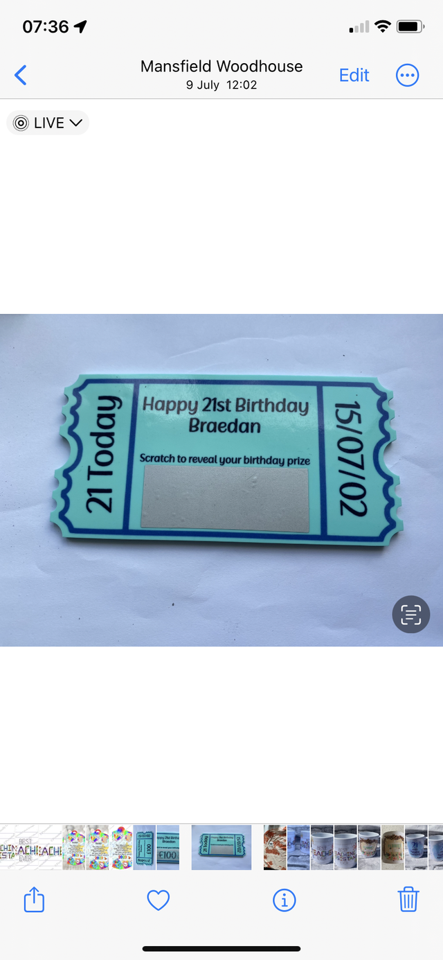 Personalised birthday scratchcard