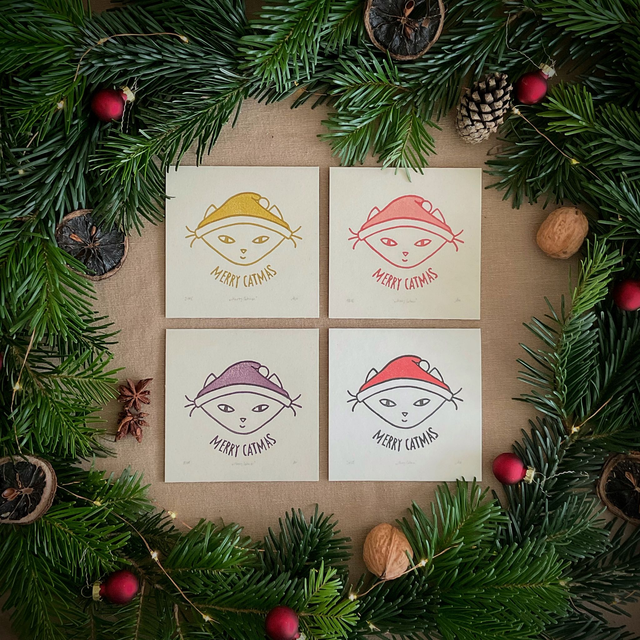 Weihnachtskarte "Merry Catmas"