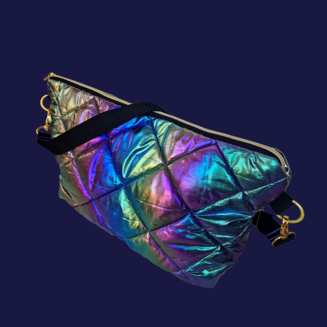 Large Crossbody Hip Bag Metallic