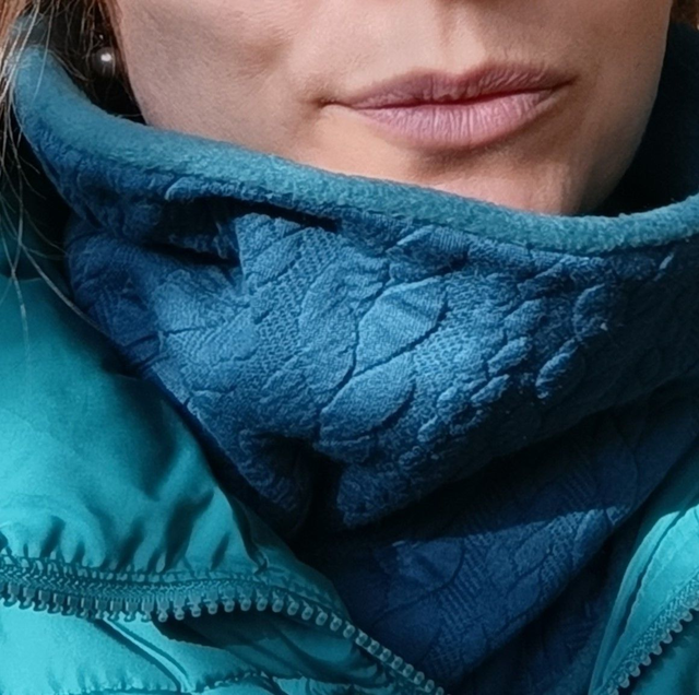 Snood bleu canard torsades