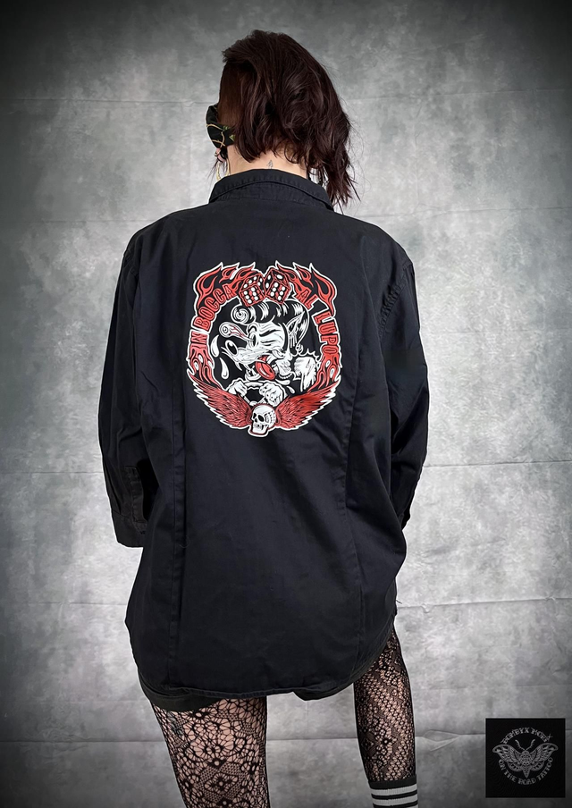Chemise style Pin up "Hot Rod Lupo" Black