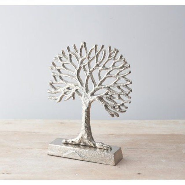 Silver Aluminium Tree of Life Ornament – 28cm Home Décor