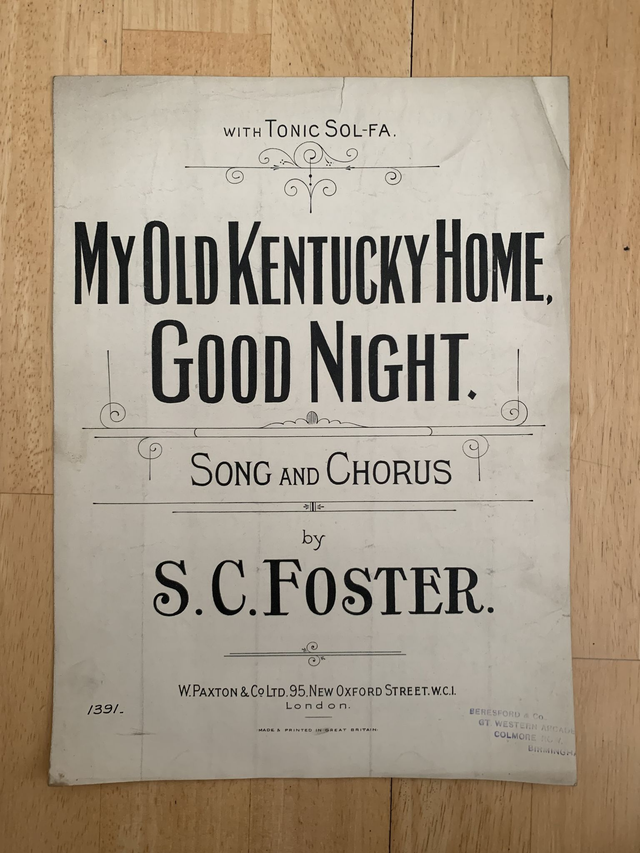 My Old Kentucky Home S.C. Foster Vintage Sheet Music