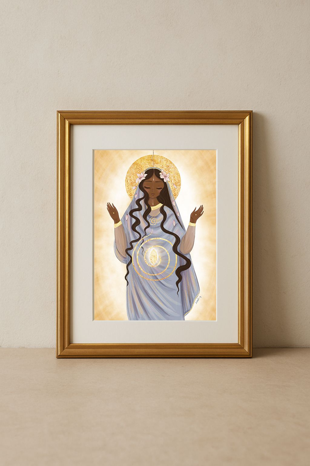 La Vierge porteuse du Verbe - Tirage d'art rehaussé de doré