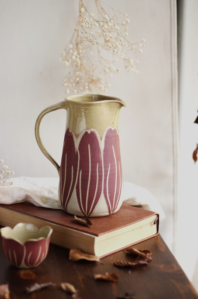 Pichet &quot;tulipe rouge&quot; 1L