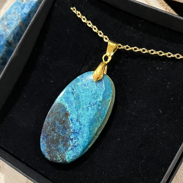 Z- Collier - chrysocolle - acier doré