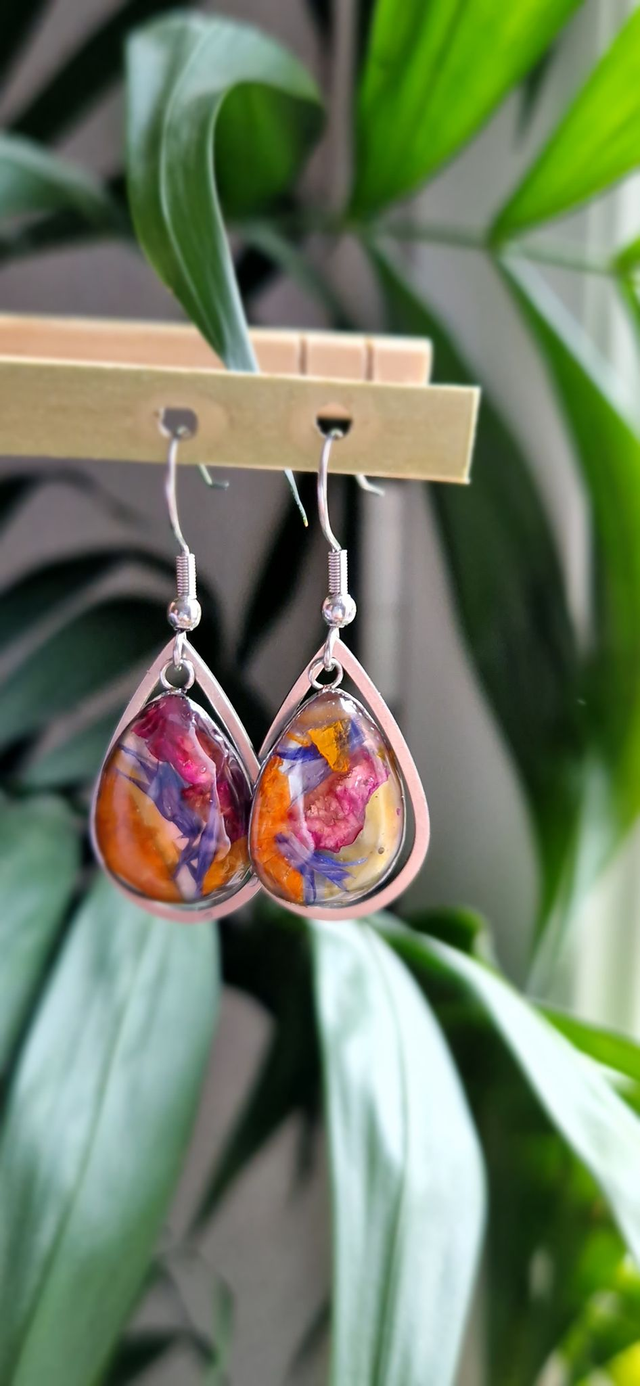 Boucles d'oreilles arc en ciel pendante