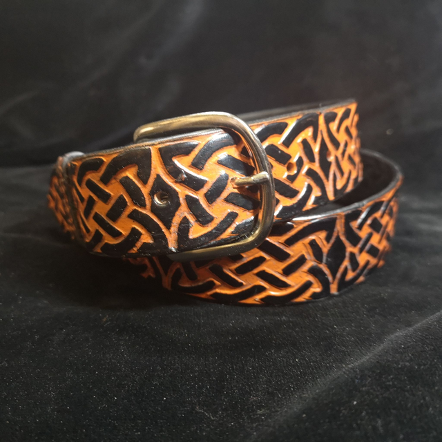 Alice Knot Embossed Belt Orange/Black 1.5" (38mm)
