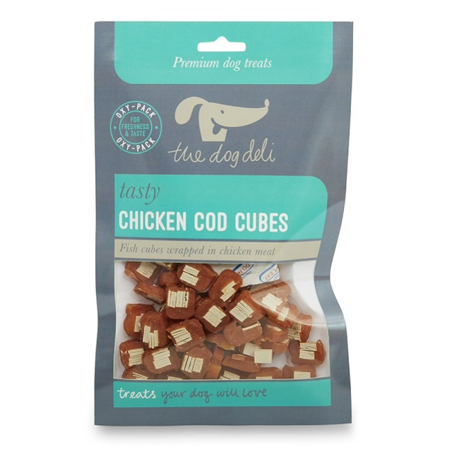 DOG DELI 100G CHICKEN WITH COD CUBES DOG TREATS