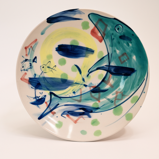 Plateau porcelaine gros poisson