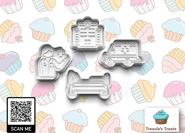 Hospital Theme Fondant/cookie stamps with cutters 