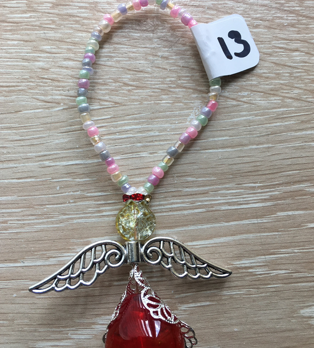 Heart Angel (13) - Red, Yellow Head with pastel loop