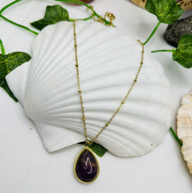 Collier goutte améthyste 