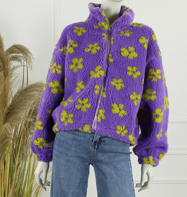Teddy jacket flower - Lila