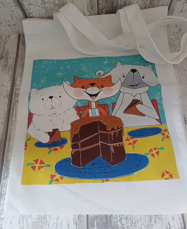 Red fox and friends cotton tote bag 