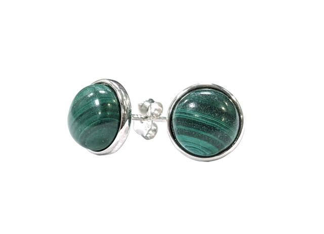 ♡ Boucles d'Oreilles Malachite en argent ♡