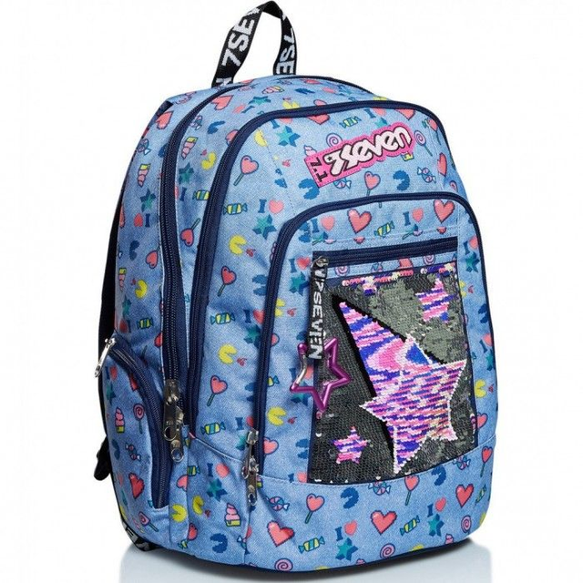 ZAINO SCUOLA ADVANCED STARRY RAINBOW AZZURRO SEVEN 7.1