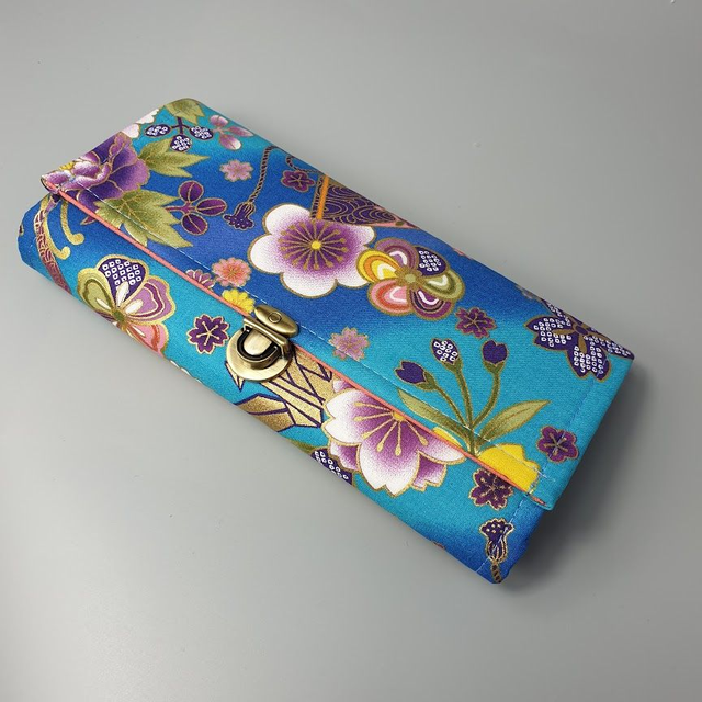 Portefeuille Long à fermoir "Akane" bleu turquoise