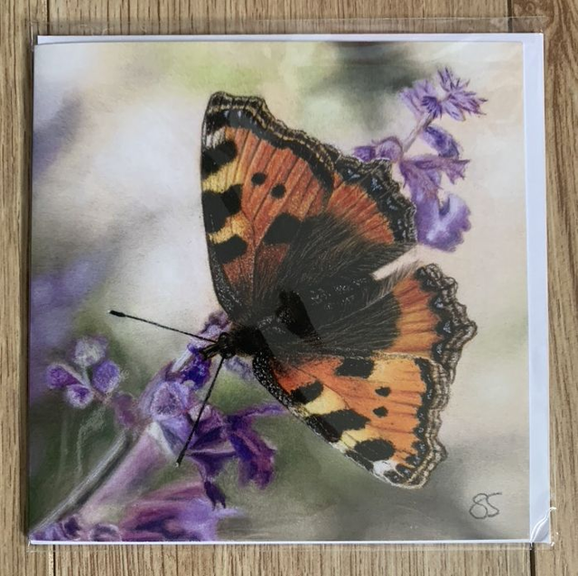 Greetings Card - Tortoiseshell Butterfly - Blank Inside