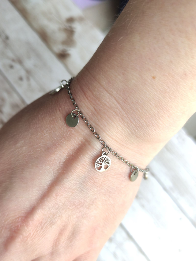 Bracelet acier inoxydable &quot;Arbre de vie argent&quot;