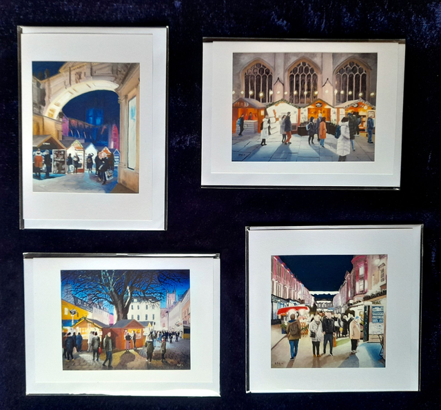 Bath Christmas market 4 greeting card set