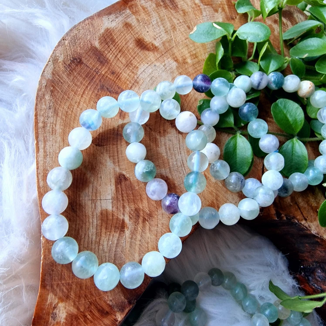  Fluorite Pastel 8mm Beaded Bracelet 