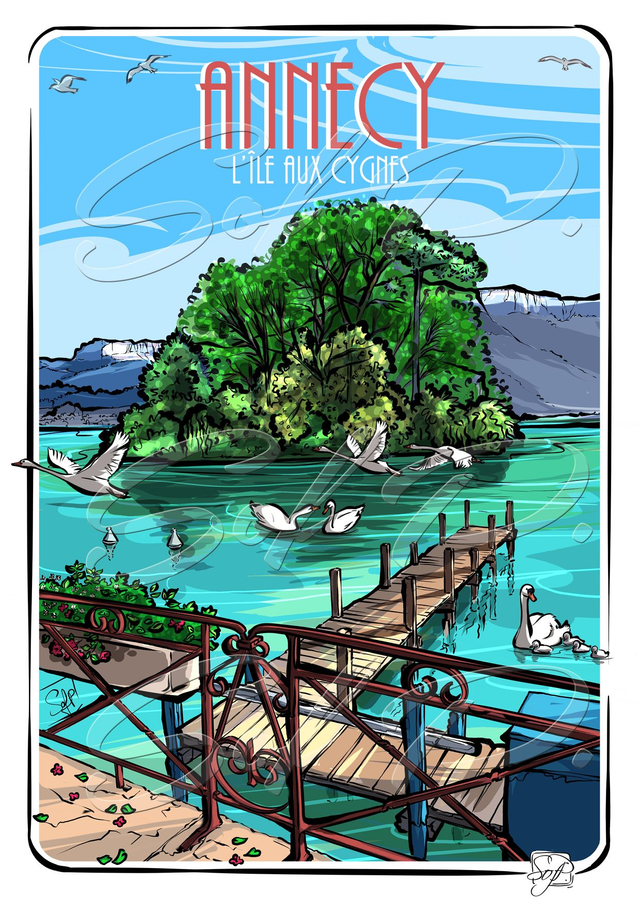 ANNECY l'île des cygnes été