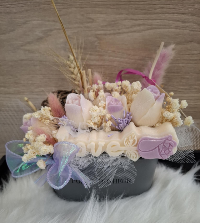 🌸 Composition florale en cire de colza parfumée  monoï 