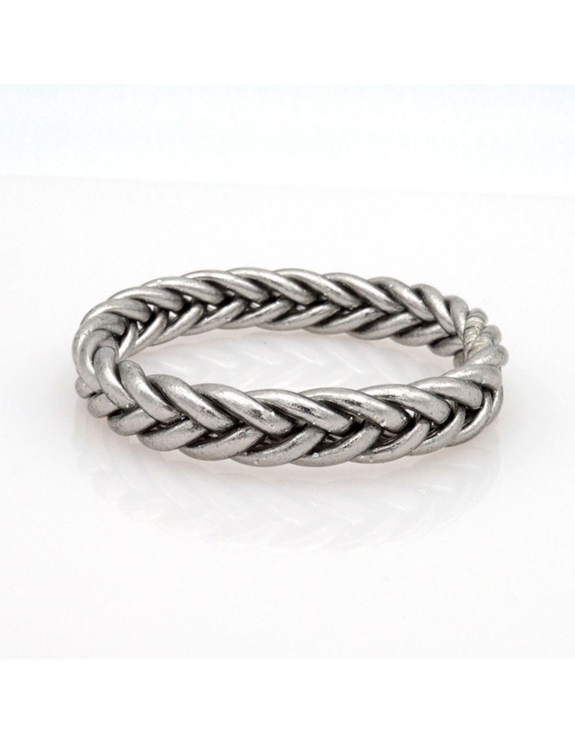 Jonc tibétain tressé couleur Argenté foncé