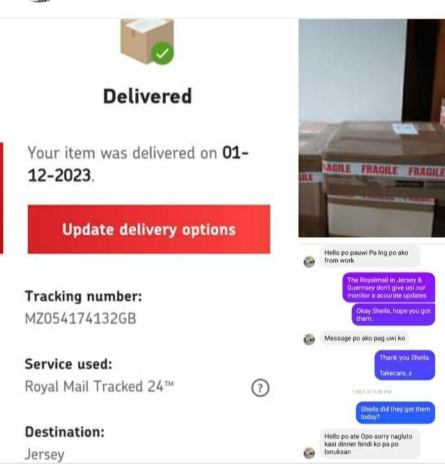 From Customer: Mrs Sheila Holiday (Jersey- December 2023)