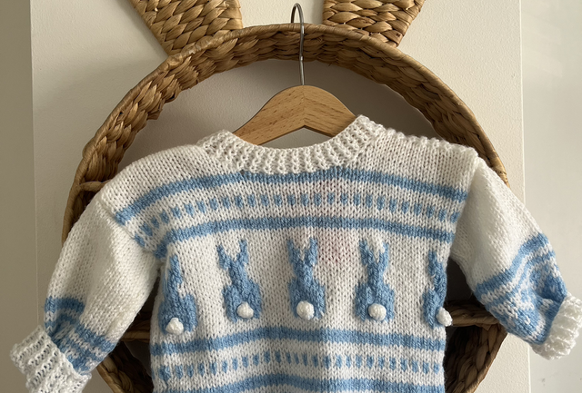 Hand Knitted Bunny Jumper - 9-12months