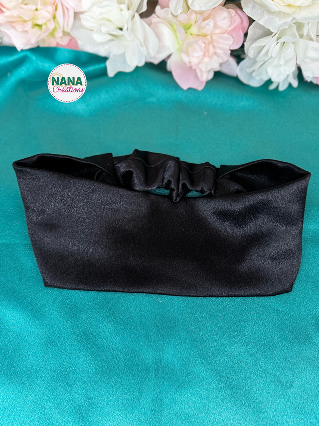 Bandeau Satin - Ébène – Fait main