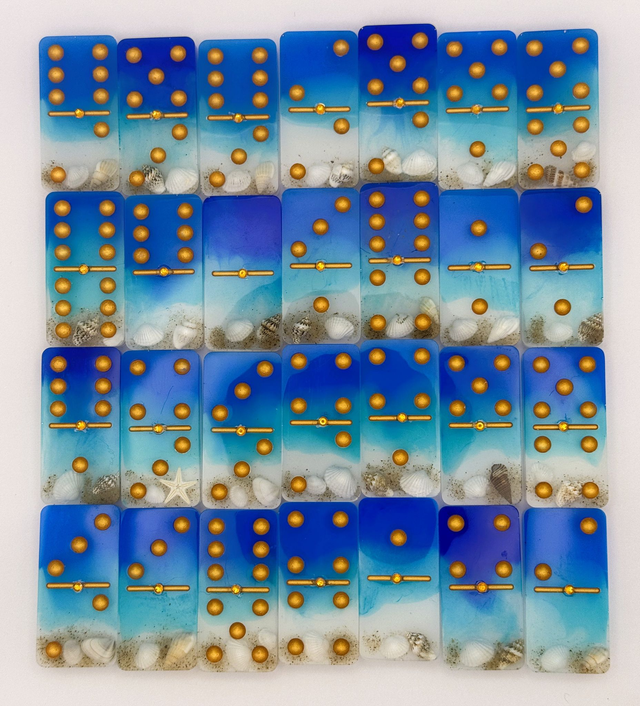 Ocean Elegance: Handcrafted Resin Domino Set Inspired by the Sea