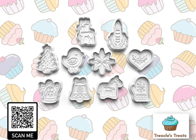 Scandinavian and Nordic Christmas Theme Fondant/cookie stamps with cutters