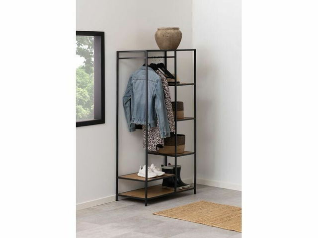 AC Design Portemanteau Seaford 77 x 45 x 165 cm, Chêne/Noir